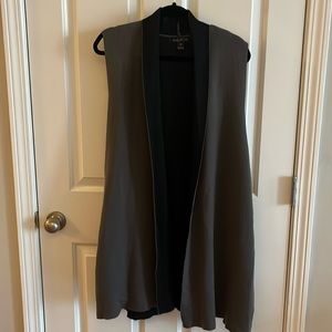 EUC-August Silk Gray Sleeveless Long Cardigan Sweater, Medium